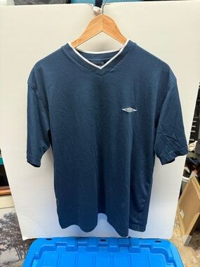 Umbro Navy V-Neck Short Sleeve Tee with White Trim